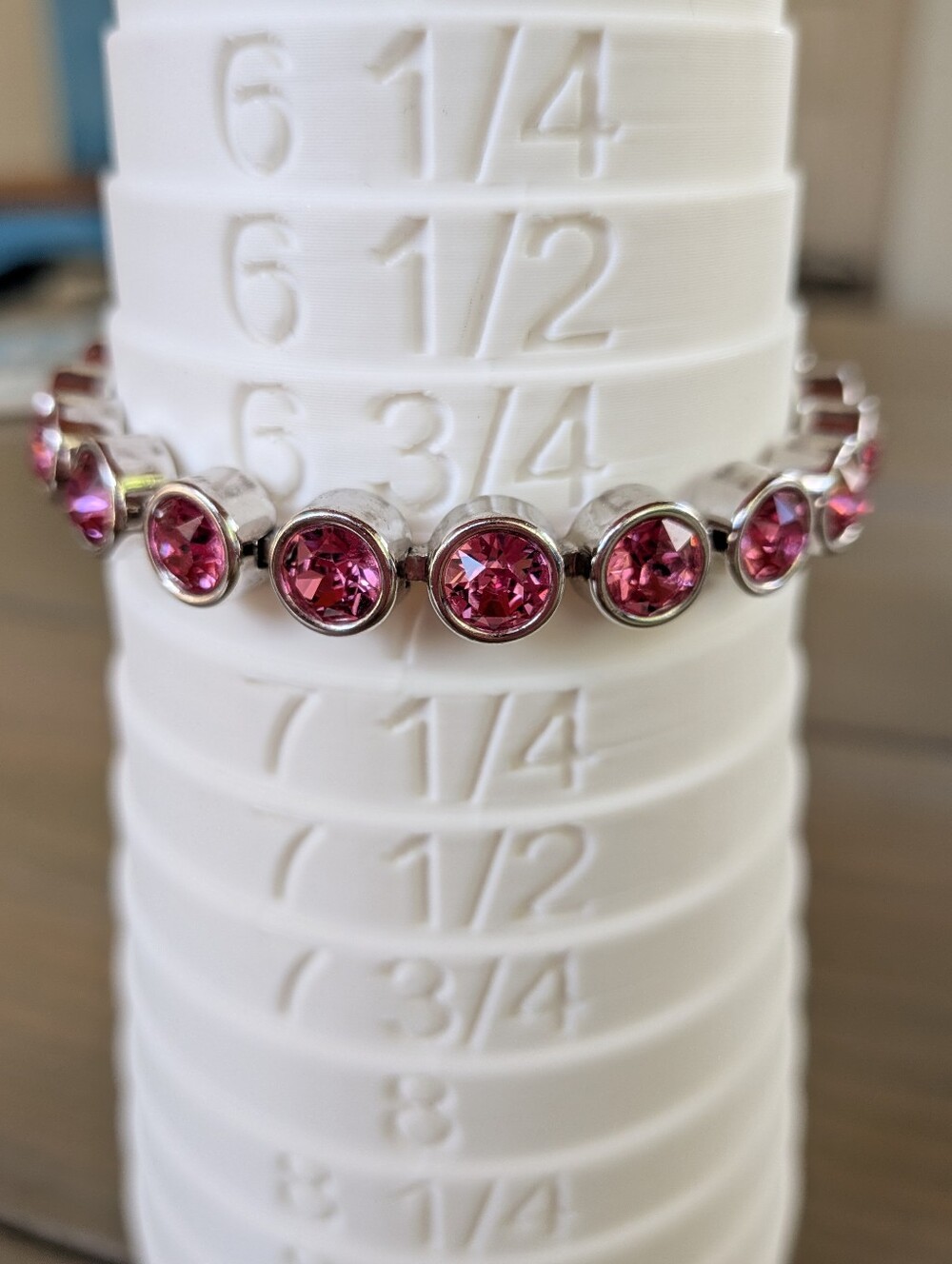 Touchstone Crystal by Swarovski Pink Crystal Tennis Bracelet | TCS Stainless - Picture 2 of 5
